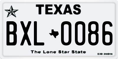 TX license plate BXL0086