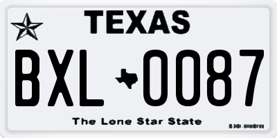TX license plate BXL0087