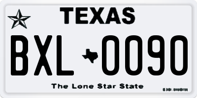 TX license plate BXL0090