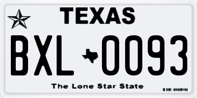 TX license plate BXL0093