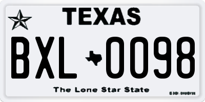 TX license plate BXL0098