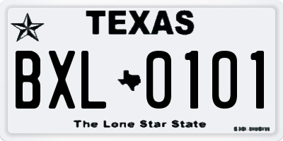 TX license plate BXL0101