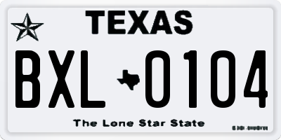 TX license plate BXL0104