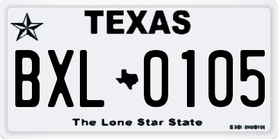 TX license plate BXL0105