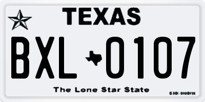 TX license plate BXL0107