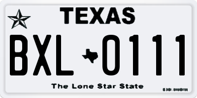 TX license plate BXL0111