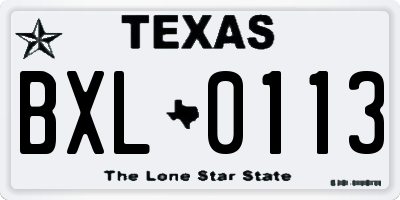 TX license plate BXL0113