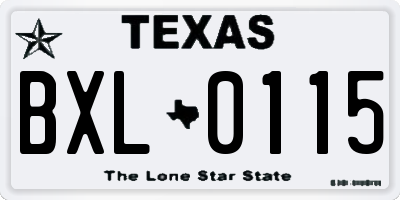 TX license plate BXL0115