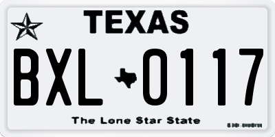 TX license plate BXL0117