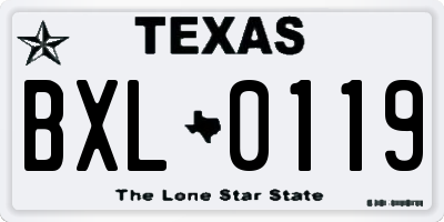 TX license plate BXL0119