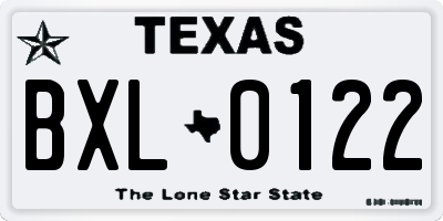 TX license plate BXL0122