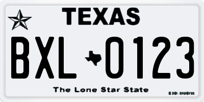 TX license plate BXL0123