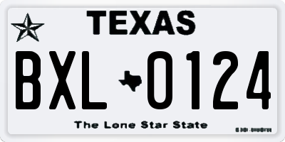 TX license plate BXL0124
