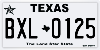 TX license plate BXL0125