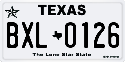 TX license plate BXL0126