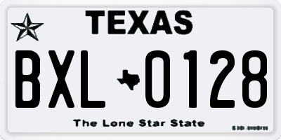 TX license plate BXL0128