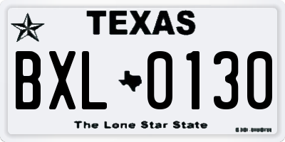TX license plate BXL0130