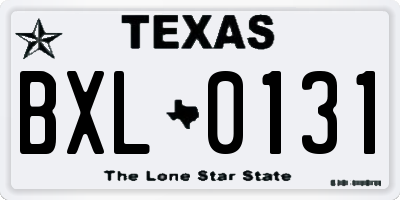 TX license plate BXL0131