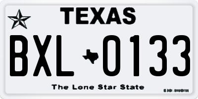 TX license plate BXL0133