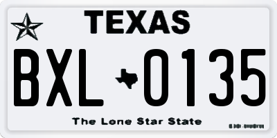 TX license plate BXL0135