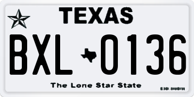 TX license plate BXL0136