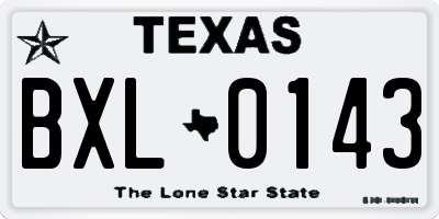 TX license plate BXL0143