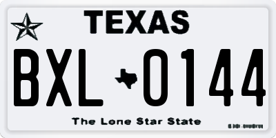 TX license plate BXL0144