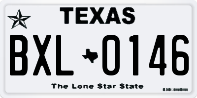 TX license plate BXL0146