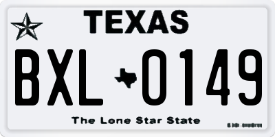 TX license plate BXL0149