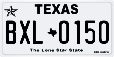 TX license plate BXL0150