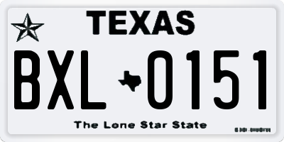 TX license plate BXL0151