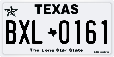 TX license plate BXL0161