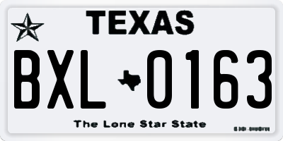 TX license plate BXL0163