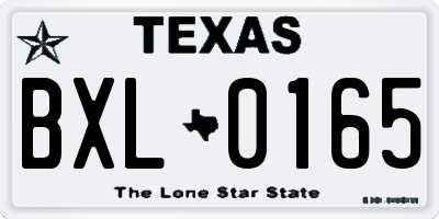TX license plate BXL0165