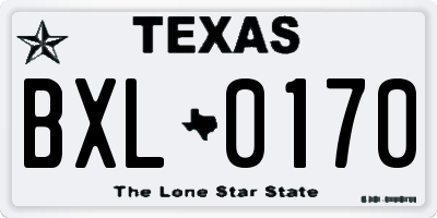 TX license plate BXL0170