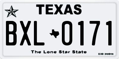 TX license plate BXL0171