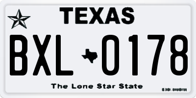 TX license plate BXL0178