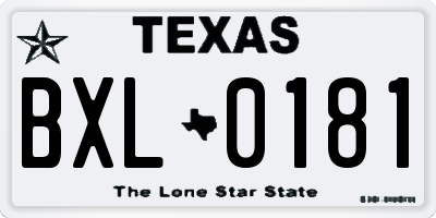 TX license plate BXL0181