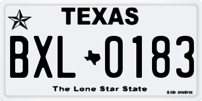 TX license plate BXL0183