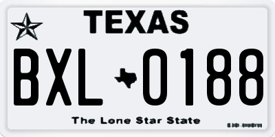 TX license plate BXL0188