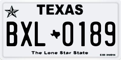 TX license plate BXL0189
