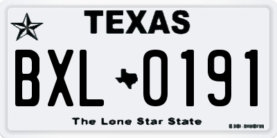TX license plate BXL0191