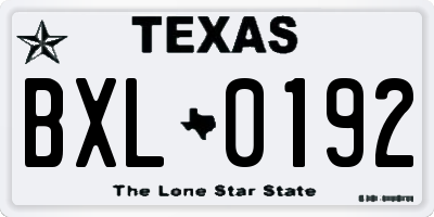 TX license plate BXL0192