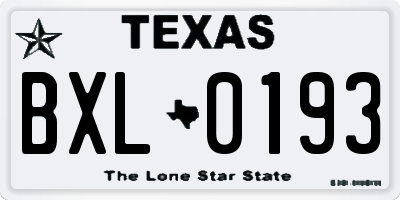 TX license plate BXL0193