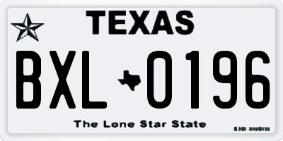TX license plate BXL0196