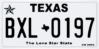 TX license plate BXL0197