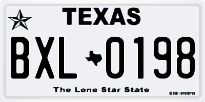 TX license plate BXL0198