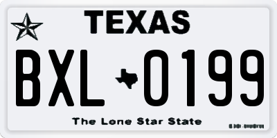 TX license plate BXL0199