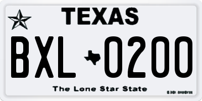 TX license plate BXL0200