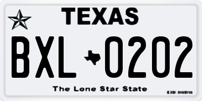 TX license plate BXL0202